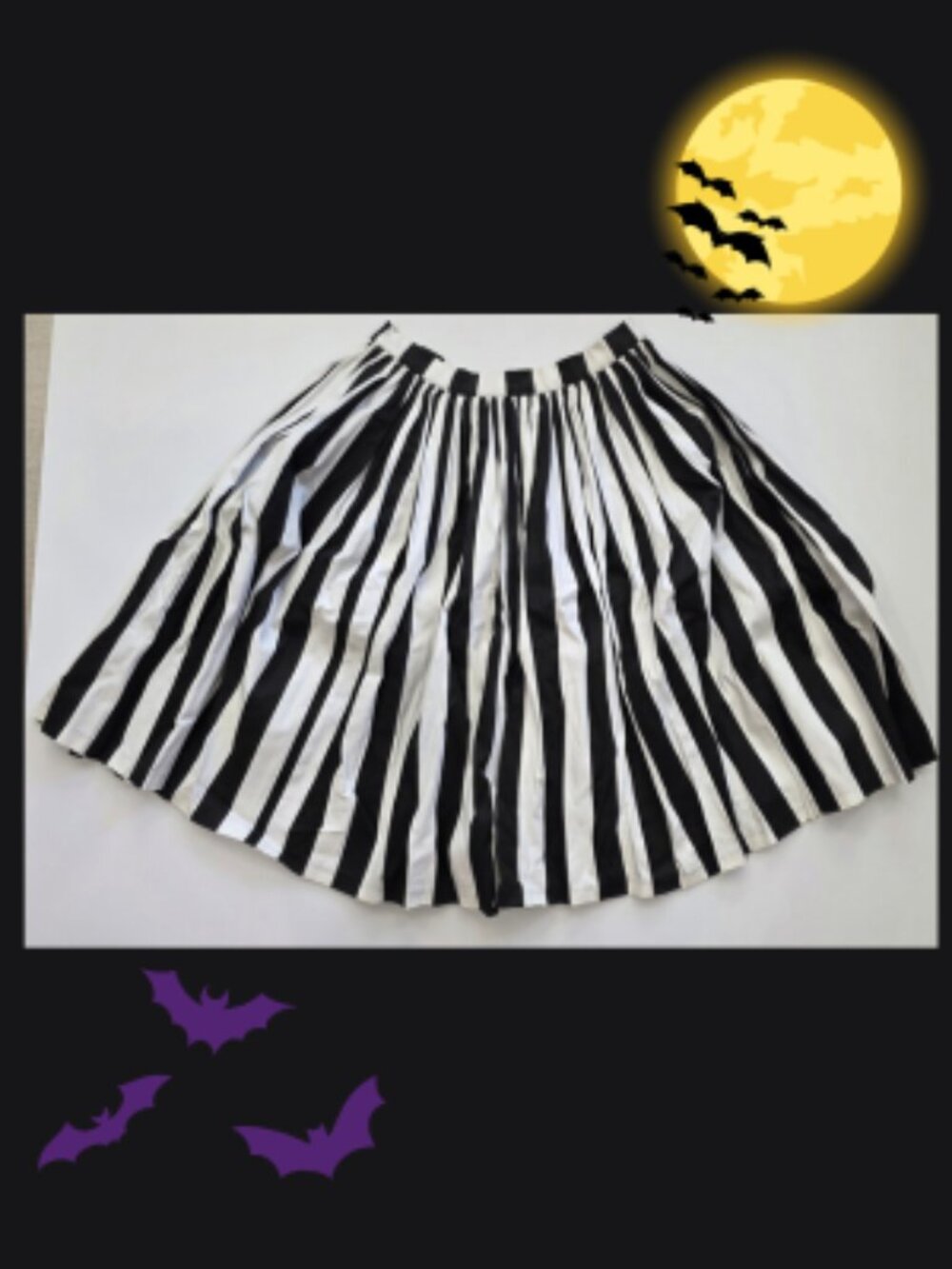 Pinup Couture Jenny Skirt in Black & White Stripe XL Vintage Goth Retro Pinup - Picture 2 of 3